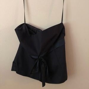 Jcrew black ribbon tied waist strapless top